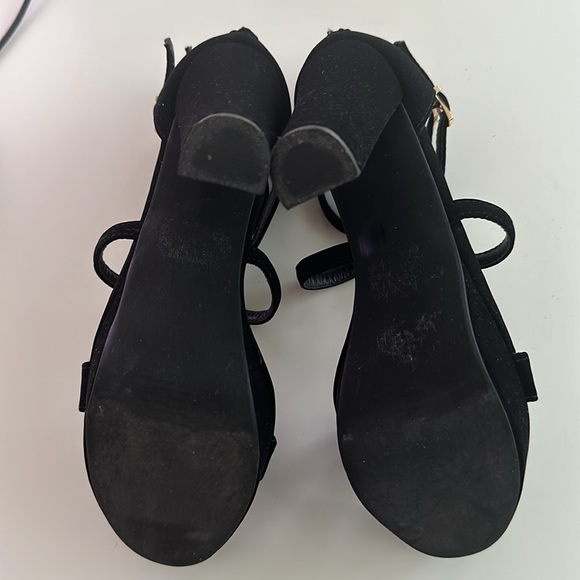 Suede Black High Heel Platform Pump Sandals - Picture 10 of 10